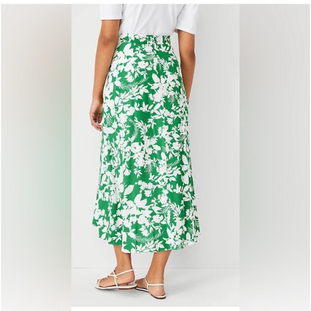Ann Taylor Green and White Floral Midi Skirt - Picture 3 of 11